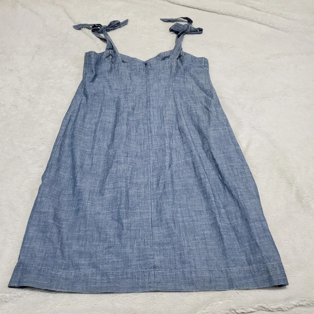 J. Crew Blue Cotton Shoulder Tied Casual Dress Small Boho  Country Capsule Basic - Picture 4 of 8